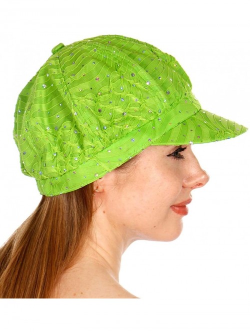 Newsboy Caps Newsboy Cap for Women - Sequin Summer perperboy hat - Baseball Cap - Gatsby Visor hat - Chemo hat - Lime - CC18E...