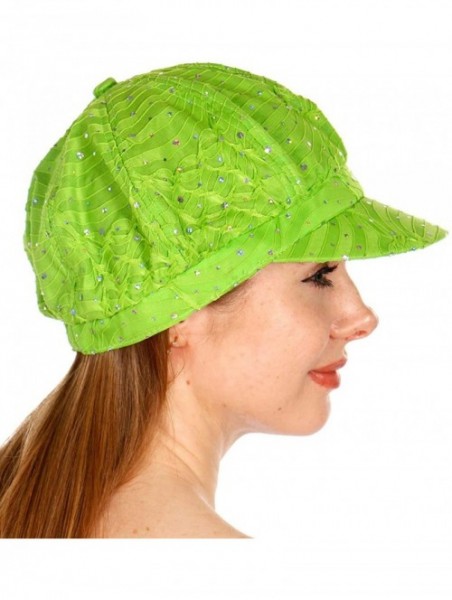 Newsboy Caps Newsboy Cap for Women - Sequin Summer perperboy hat - Baseball Cap - Gatsby Visor hat - Chemo hat - Lime - CC18E...