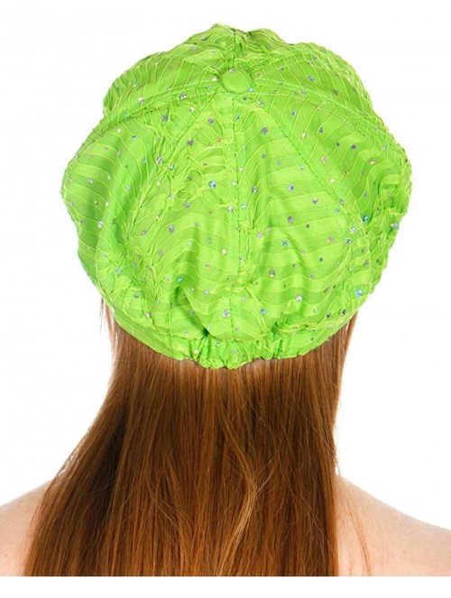 Newsboy Caps Newsboy Cap for Women - Sequin Summer perperboy hat - Baseball Cap - Gatsby Visor hat - Chemo hat - Lime - CC18E...