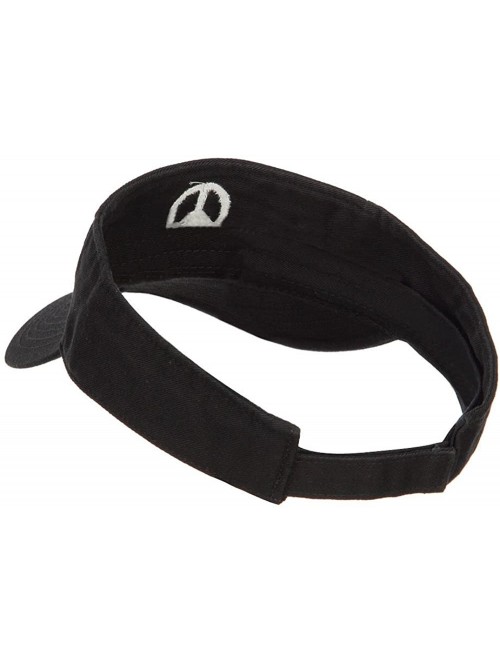 Visors Peace Symbol Embroidered Washed Visor - Black - C6184WWCKKI $22.54