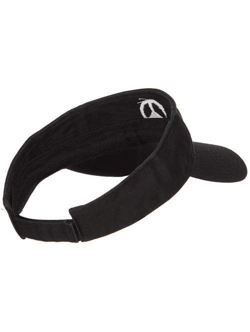 Visors Peace Symbol Embroidered Washed Visor - Black - C6184WWCKKI $22.54