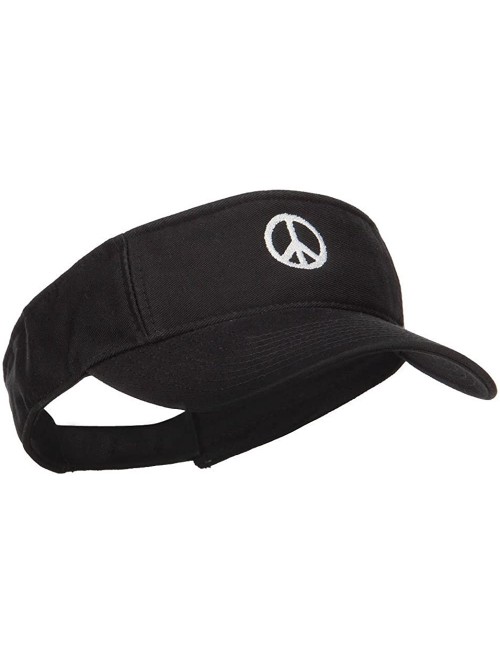 Visors Peace Symbol Embroidered Washed Visor - Black - C6184WWCKKI $22.54