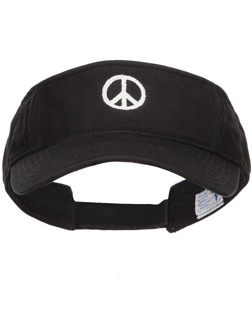 Visors Peace Symbol Embroidered Washed Visor - Black - C6184WWCKKI $22.54