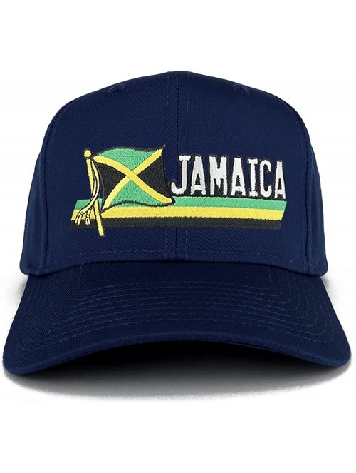 Baseball Caps Jamaica Flag and Text Embroidered Cutout Iron on Patch Adjustable Baseball Cap - Navy - CB12NH9T8I7 $20.60