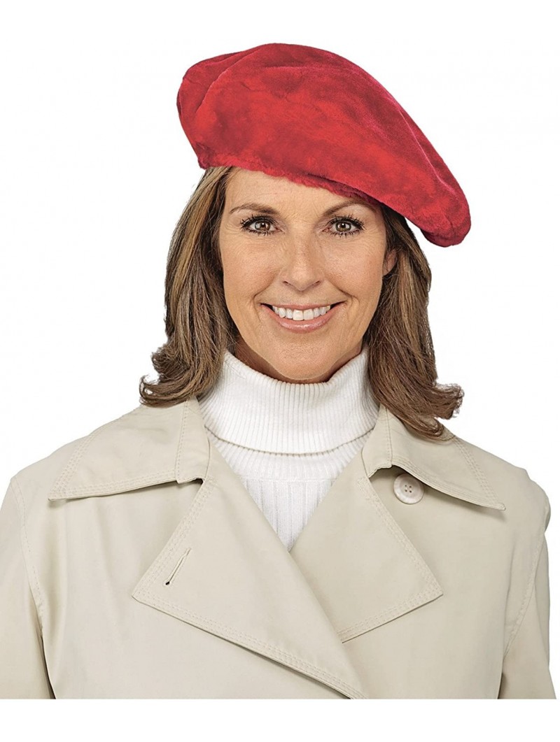 Berets Faux Fur Beret - Red - CX12C0SBNG1 $19.84