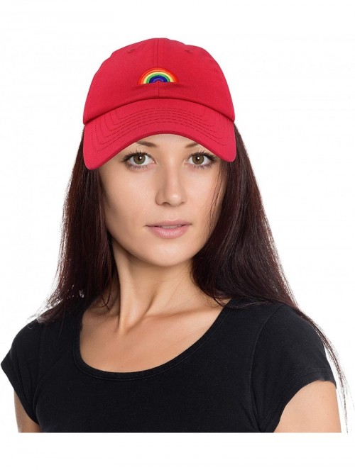 Baseball Caps Rainbow Baseball Cap Womens Hats Cute Hat Soft Cotton Caps - Red - CD18MD30S7Y $17.00