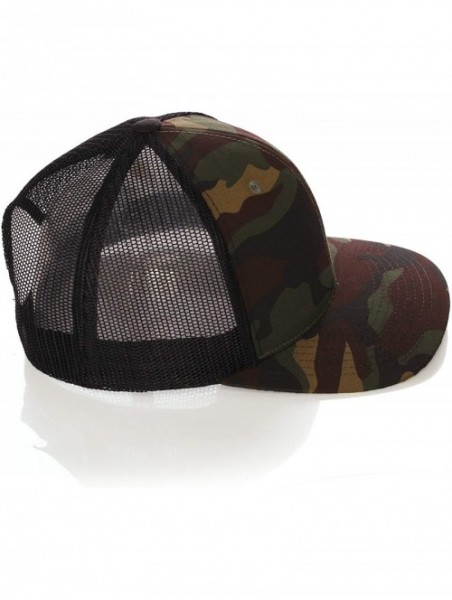 Baseball Caps Structured Trucker Mesh Hat Custom Colors Letter A Initial Baseball Mid Profile - Camo Black White Black - CM18...