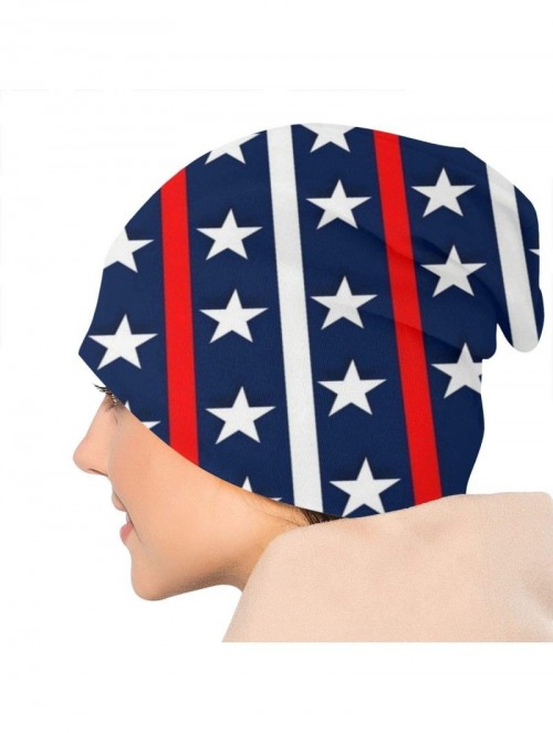 Skullies & Beanies Cotton Beanie Baggy Hat Slouchy Skull Beanie for Men Women - Patriotic - CS18AZH554E $10.67