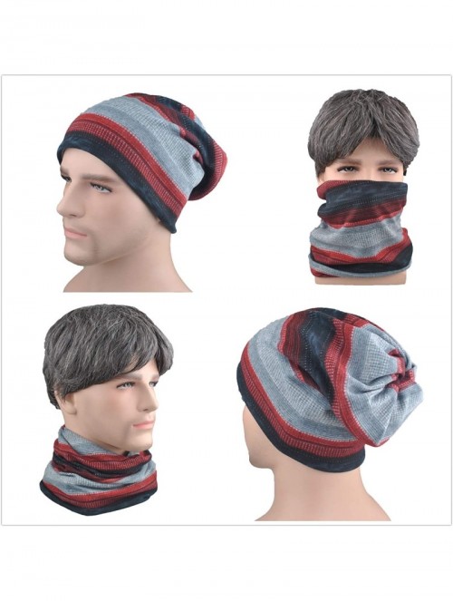 Skullies & Beanies Slouchy Beanie for Men/Women 2-Pack Baggy Skull Cap Summer Winter Knit Hat - Ponytail Beanie/Loop Scarf (C...