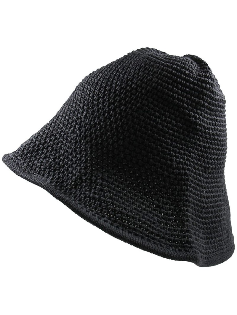 Sun Hats Knitted Crochet Fordable Hat with Flexible Wire Brim - Dark Gray - CB184QOLR5O $23.40