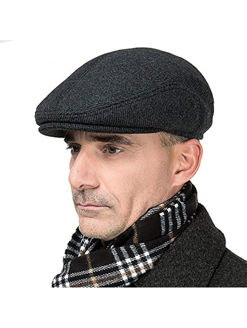 Fedoras 2-in-1 Peaked Cap with Earmuffs Warm Woolen Bomber Winter Hats Aviator Hat - Gray-L - CF18LTY2GX8 $36.78