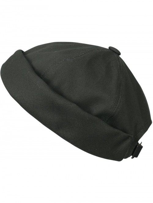 Skullies & Beanies Solid Color Cotton Short Beanie Strap Back Casual Cap Soft Hat - Dark Olive - CJ188OWWYGW $31.45