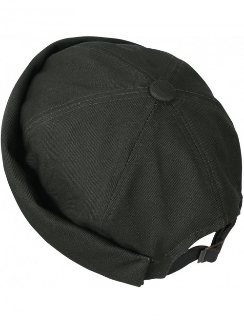 Skullies & Beanies Solid Color Cotton Short Beanie Strap Back Casual Cap Soft Hat - Dark Olive - CJ188OWWYGW $31.45