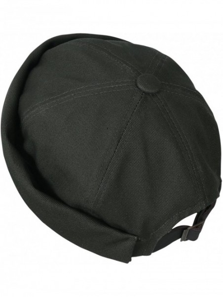 Skullies & Beanies Solid Color Cotton Short Beanie Strap Back Casual Cap Soft Hat - Dark Olive - CJ188OWWYGW $31.45