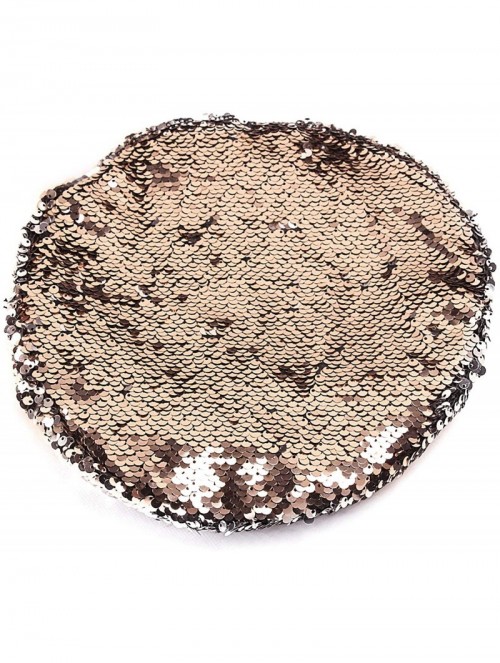 Berets Women Beret Hat PU Leather Cap - Gold-sequins-49 - CB18L0L30R8 $14.22