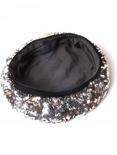 Berets Women Beret Hat PU Leather Cap - Gold-sequins-49 - CB18L0L30R8 $14.22