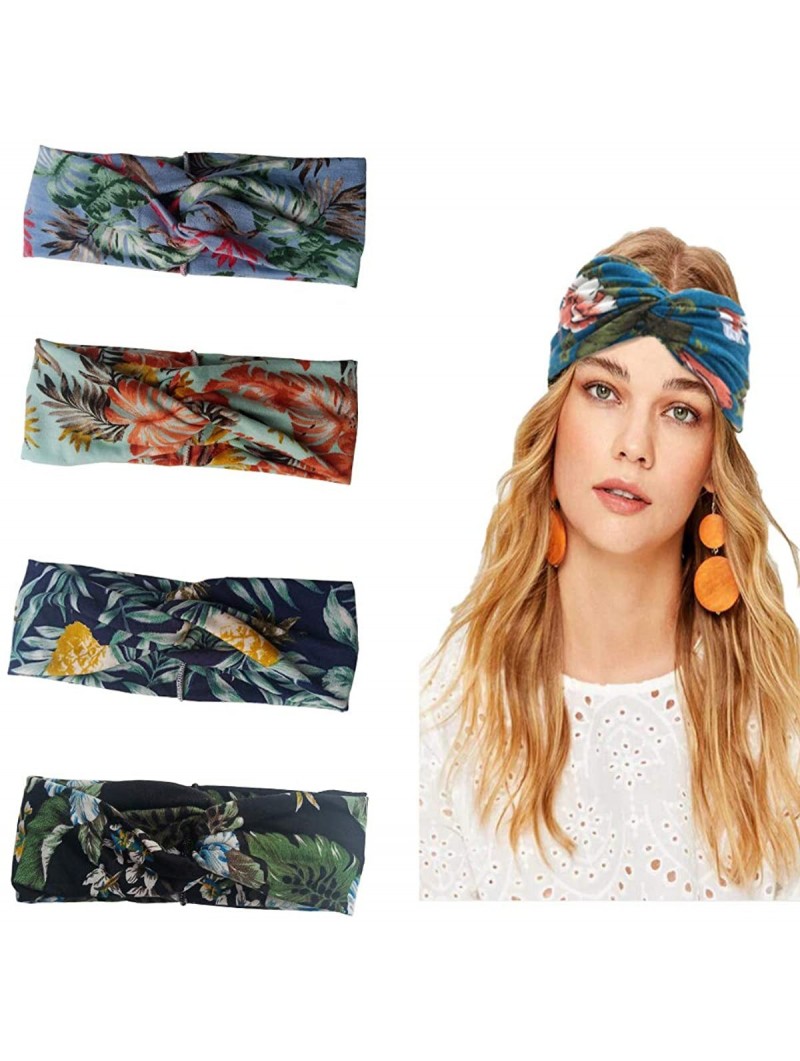 Headbands 4 Pack Bow Women Headband Boho Floal Style Criss Cross Head Wrap Hair Band - Set 5 - CI194MDA9UW $16.92