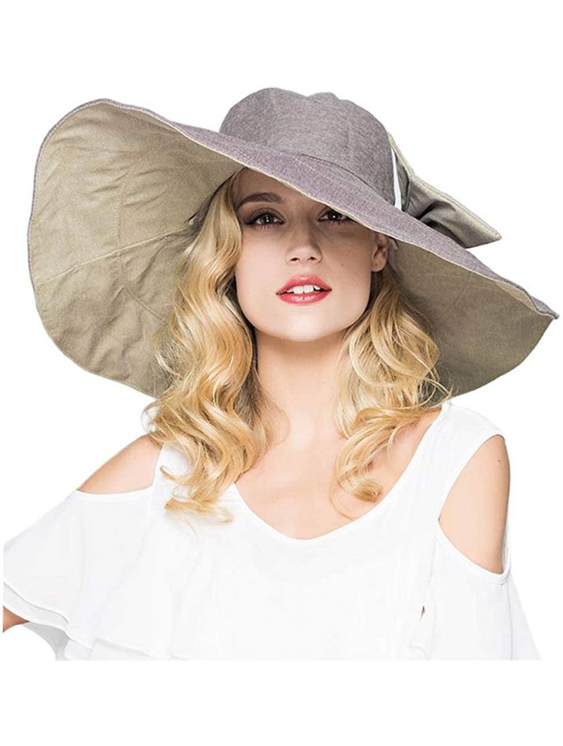 Sun Hats Packable Reversible Large Brim Floppy Sun Hat UPF 50 Sun Protection Travel Beach Hat - Grey-c - CZ183695Y0E $29.27