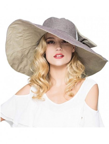 Sun Hats Packable Reversible Large Brim Floppy Sun Hat UPF 50 Sun Protection Travel Beach Hat - Grey-c - CZ183695Y0E $29.27