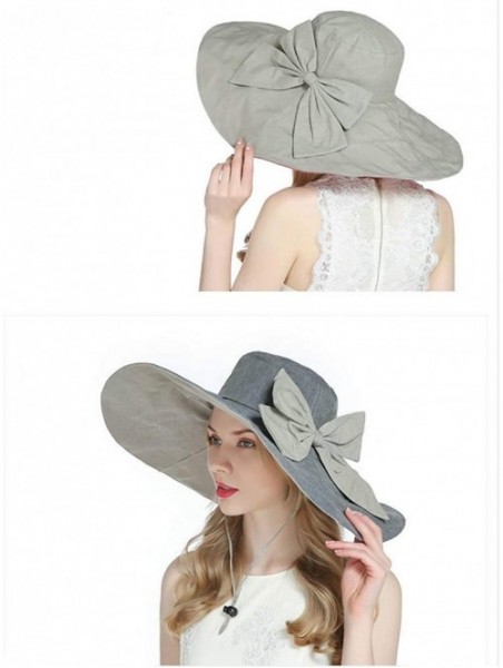 Sun Hats Packable Reversible Large Brim Floppy Sun Hat UPF 50 Sun Protection Travel Beach Hat - Grey-c - CZ183695Y0E $29.27