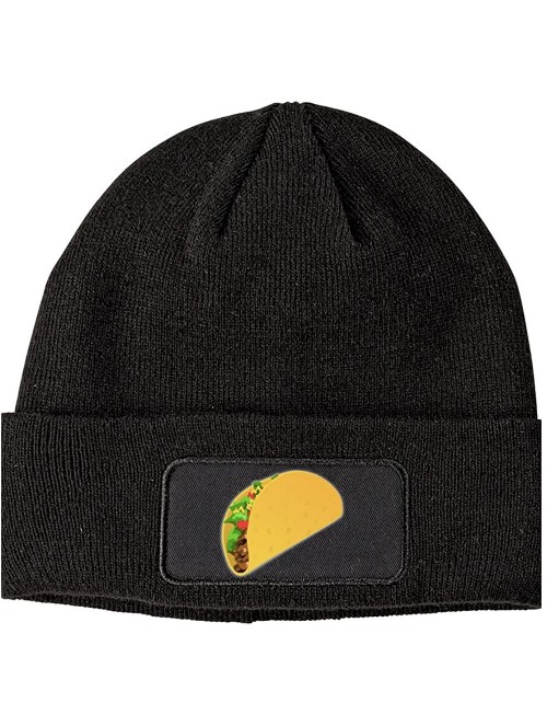 Skullies & Beanies Taco Emoji Meme Chest Winter Knit Beanie Hat - Black - CR12NSJD8IH $26.76