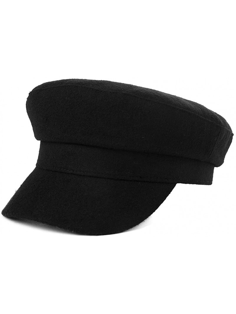 Skullies & Beanies Mens Womens Greek Fisherman Newsboy Cap Army Military Winter Fall Hat Black 56-59cm - C518AL3OMQ2 $17.73