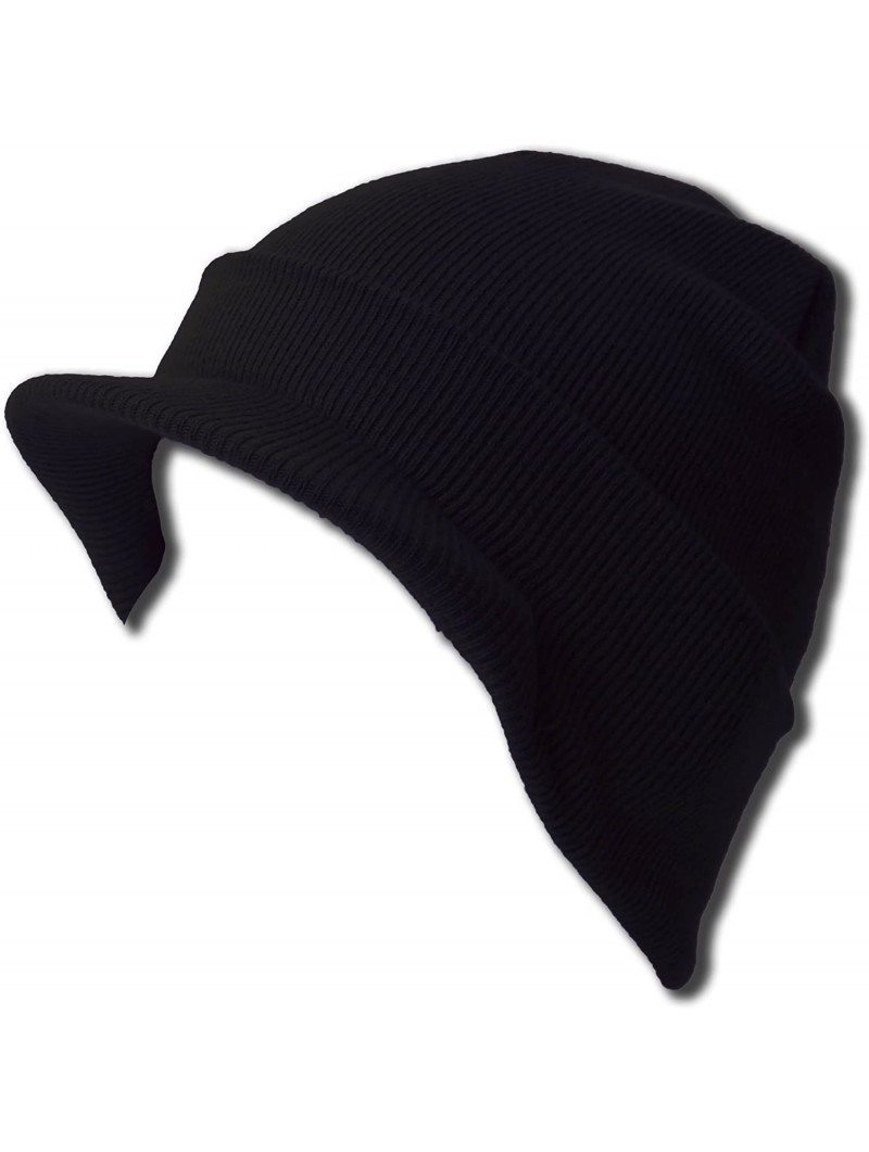 Skullies & Beanies Black Cuff Beanie Visor Cap - CB112F774PR $11.56