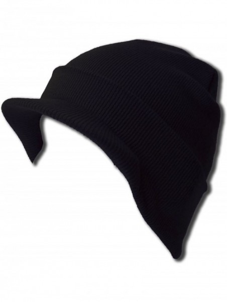 Skullies & Beanies Black Cuff Beanie Visor Cap - CB112F774PR $11.56