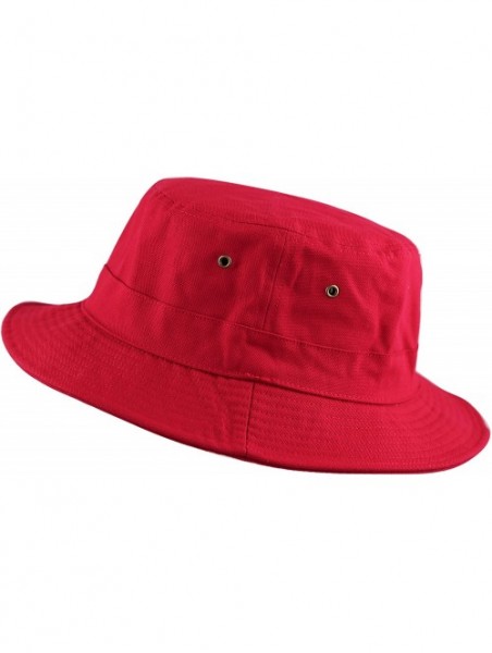 Bucket Hats 100% Cotton Canvas & Pigment Dyed Packable Summer Travel Bucket Hat - 1. Canvas - Red - CW18DOZMEW9 $14.42