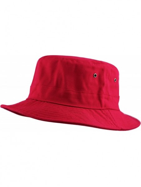 Bucket Hats 100% Cotton Canvas & Pigment Dyed Packable Summer Travel Bucket Hat - 1. Canvas - Red - CW18DOZMEW9 $14.42