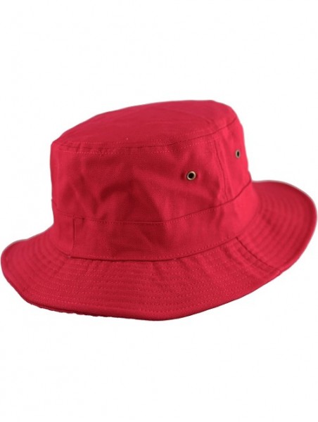 Bucket Hats 100% Cotton Canvas & Pigment Dyed Packable Summer Travel Bucket Hat - 1. Canvas - Red - CW18DOZMEW9 $14.42