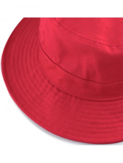 Bucket Hats 100% Cotton Canvas & Pigment Dyed Packable Summer Travel Bucket Hat - 1. Canvas - Red - CW18DOZMEW9 $14.42