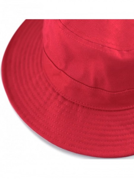 Bucket Hats 100% Cotton Canvas & Pigment Dyed Packable Summer Travel Bucket Hat - 1. Canvas - Red - CW18DOZMEW9 $14.42