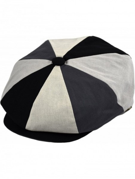 Newsboy Caps Mens Newsboy Cap- Patchwork Cabbie- Driving Cap- Light Weight Applejack Hat - Black Patch - CH182ECCTUA $22.57