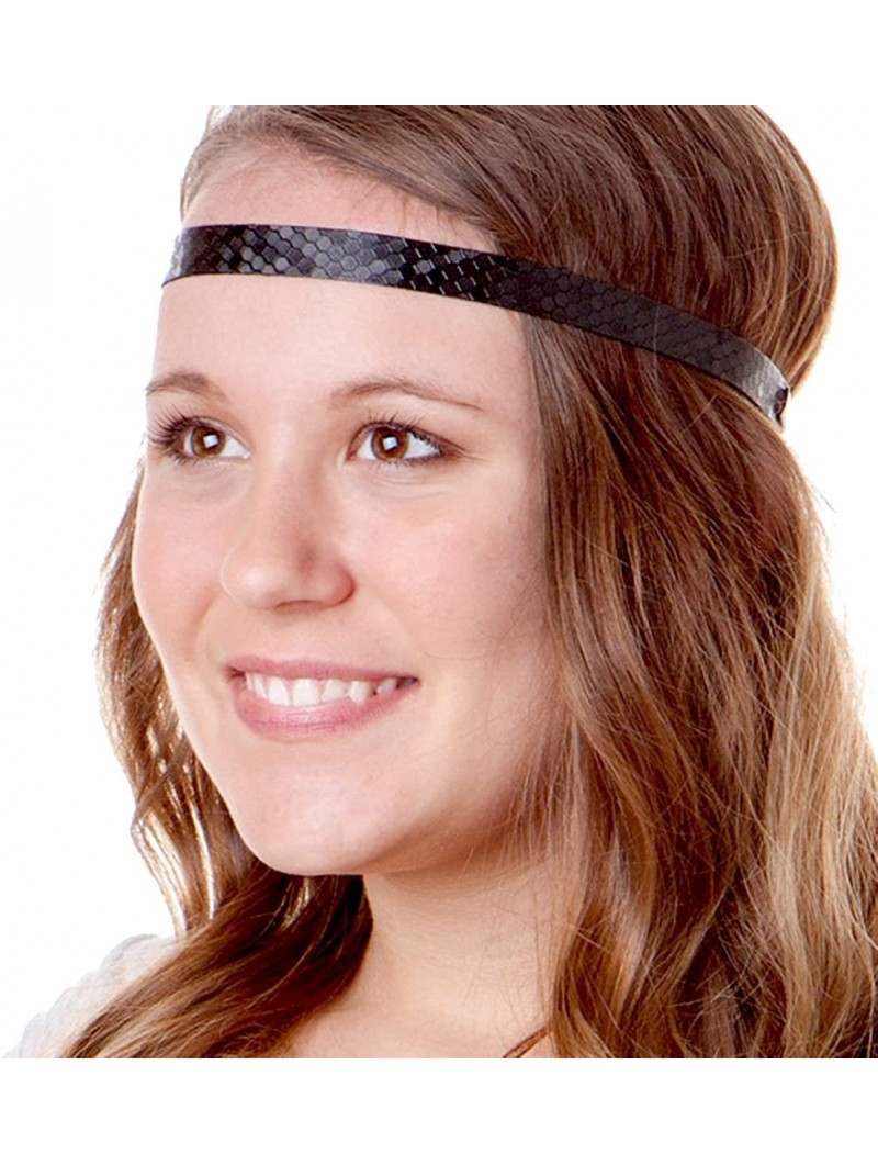 Headbands Women's Adjustable Non Slip Geo Sport Headband Multi Gift Pack - Skinny Black 1pk - CF11VJ4SPGJ $12.19