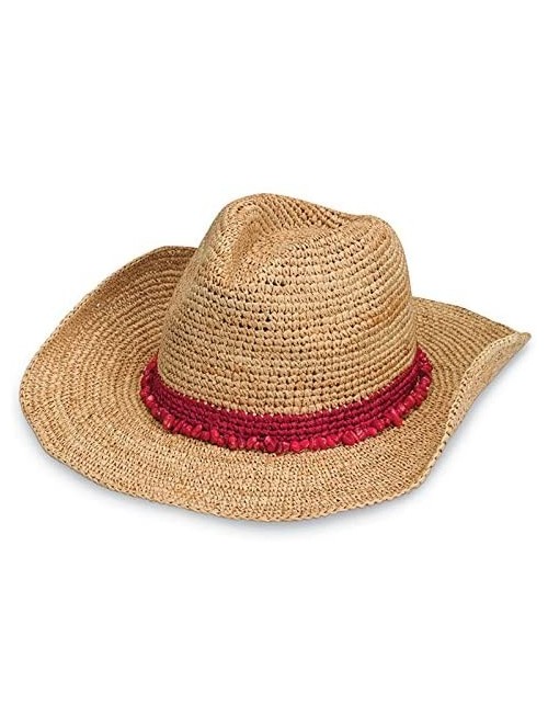 Sun Hats Women's Tahiti Cowboy Sun Hat - Raffia- Modern Cowboy- Designed in Australia. - Red - C311QGXJD41 $52.32