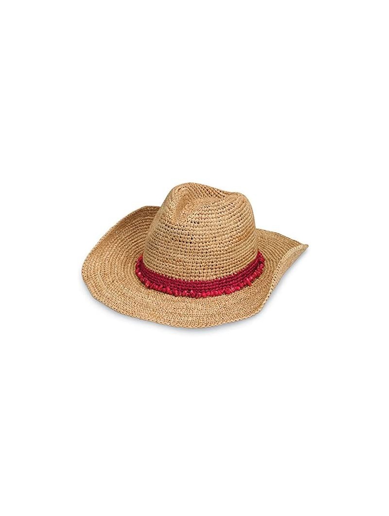 Sun Hats Women's Tahiti Cowboy Sun Hat - Raffia- Modern Cowboy- Designed in Australia. - Red - C311QGXJD41 $52.32