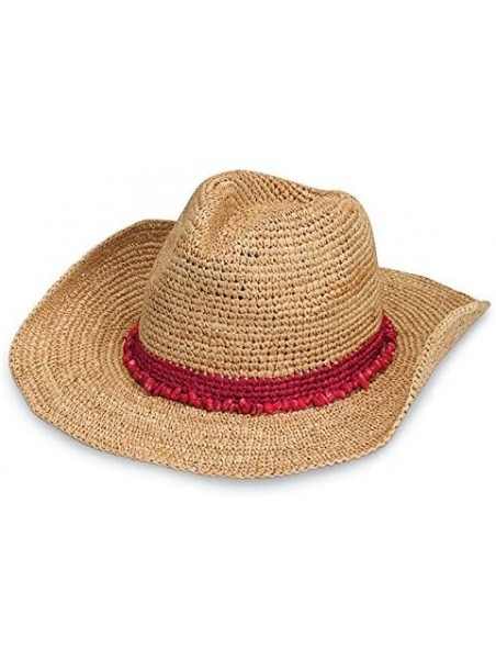 Sun Hats Women's Tahiti Cowboy Sun Hat - Raffia- Modern Cowboy- Designed in Australia. - Red - C311QGXJD41 $52.32