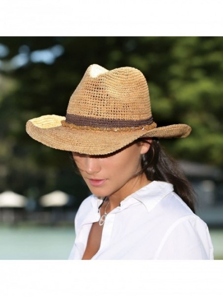 Sun Hats Women's Tahiti Cowboy Sun Hat - Raffia- Modern Cowboy- Designed in Australia. - Red - C311QGXJD41 $52.32