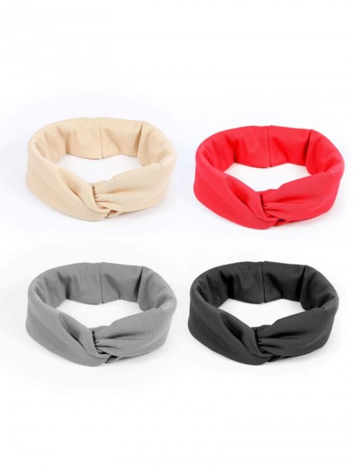 Headbands Women Sport Cross Hairband - Adjustable & Stretchy Basic Wide Headbands Yoga Running Headwrap Hair Band-4Pack - CZ1...