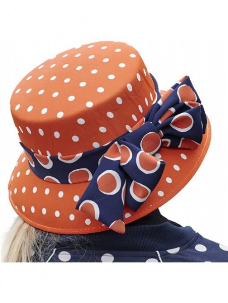 Sun Hats Women Hats for Kentucky Derby Bucket Hat Church Cloche Hat for Women Chiffon Sun Hats - Orange - CK18STGZ8IL $57.50