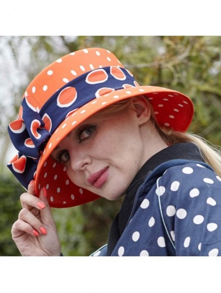 Sun Hats Women Hats for Kentucky Derby Bucket Hat Church Cloche Hat for Women Chiffon Sun Hats - Orange - CK18STGZ8IL $57.50