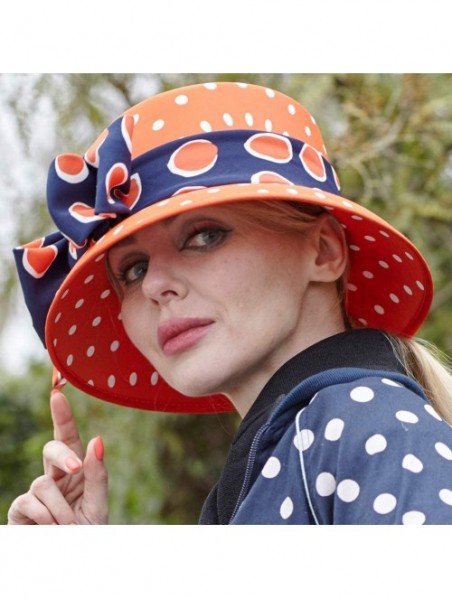 Sun Hats Women Hats for Kentucky Derby Bucket Hat Church Cloche Hat for Women Chiffon Sun Hats - Orange - CK18STGZ8IL $57.50