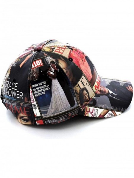 Baseball Caps Glossy Magazine Cover Collage Michelle Obama Printed Snapback Baseball Cap - Patent-multi - CK18WGLANMD $19.62