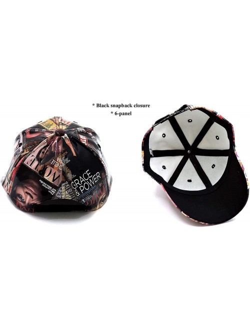 Baseball Caps Glossy Magazine Cover Collage Michelle Obama Printed Snapback Baseball Cap - Patent-multi - CK18WGLANMD $19.62