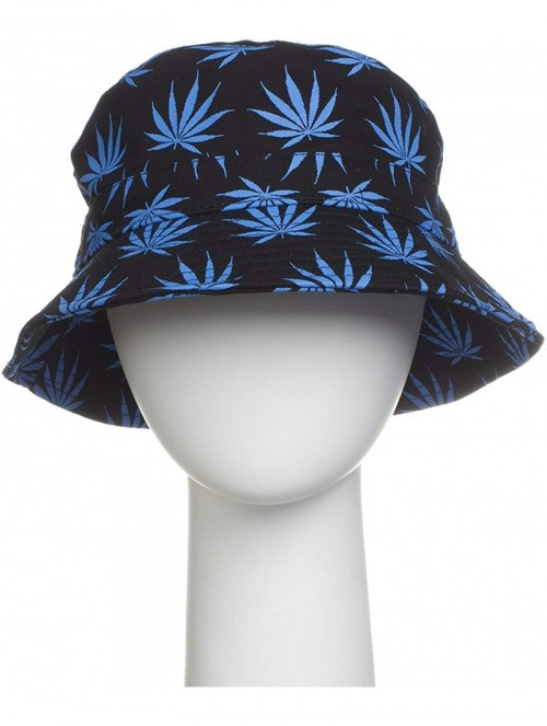 Bucket Hats Fashion Bucket Hat Cap Headwear - Many Prints - Marijuana Black Blue - CK11X55GIP5 $15.11