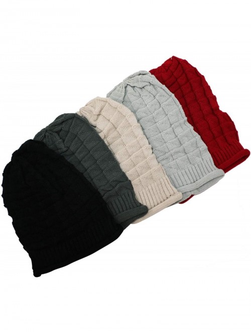 Skullies & Beanies Women Knit Beanie Baggy Oversize Winter Warm Hat Soft Slouchy Beanie Skully Cap - Red - C918KZMEL34 $13.91