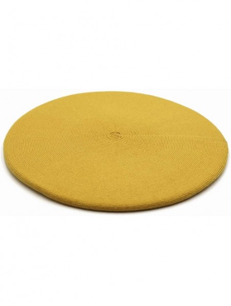 Berets French Beret Hat-Reversible Solid Color Cashmere Beret Cap for Womens Girls Lady Adults - Yellow - CZ193OY7GY2 $19.87