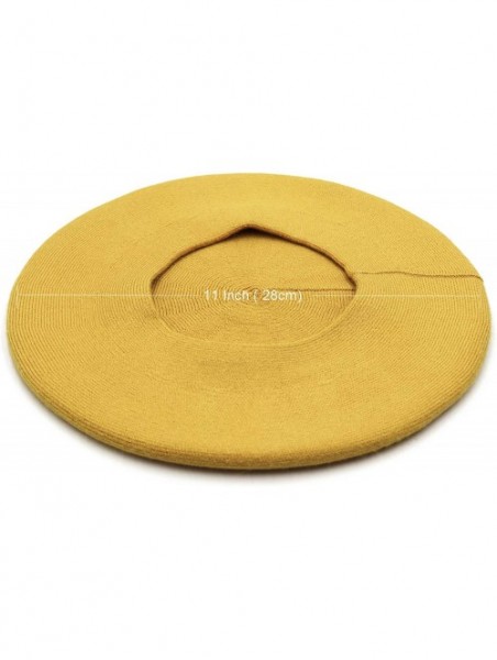 Berets French Beret Hat-Reversible Solid Color Cashmere Beret Cap for Womens Girls Lady Adults - Yellow - CZ193OY7GY2 $19.87