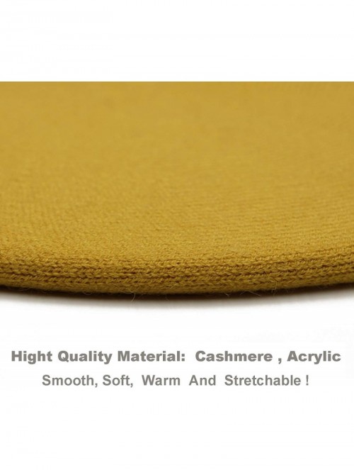 Berets French Beret Hat-Reversible Solid Color Cashmere Beret Cap for Womens Girls Lady Adults - Yellow - CZ193OY7GY2 $19.87